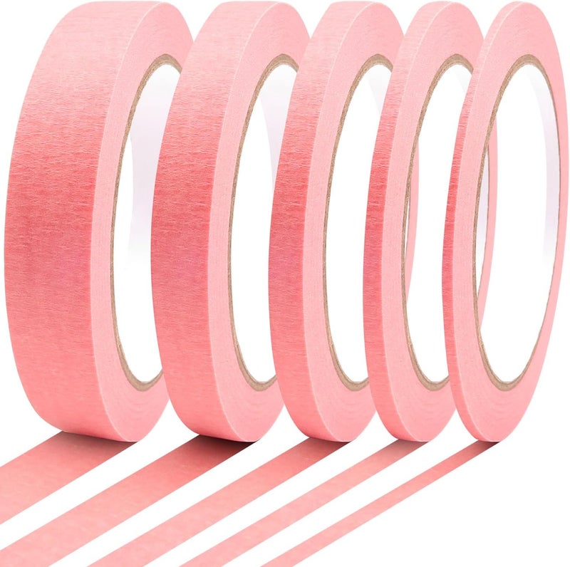 DOAY 5 Rolls Pinstripe Tape - Masking Tape 1/16", 1/8", 1/4", 1/2", 3/4" - Thin Painters Masking Automotive Tape for DIY, Car, Auto, Paint, Art, Tumblers (Pink) - Image 1
